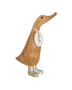 DCUK Natural Finish Duckling with Pastel and Gold Spotty Welly Boots-Lilac